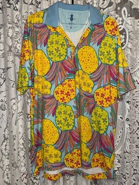 chubbies Pineapple Print Polo in Yellow, Blue, Pink
